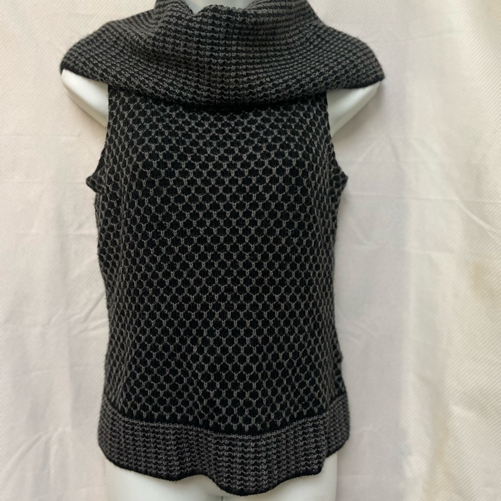 Nine West Black and Gray Cowl Neck Top Size S